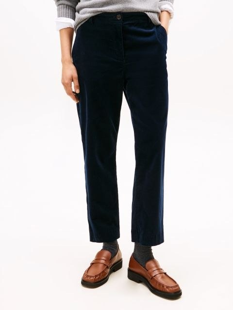 Tommy Hilfiger Pantalone in Velluto a Costine Linea 
Dritta Slim Blù