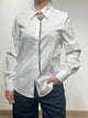 Maryley Camicia con Accessorio in Metallo 
Bianco