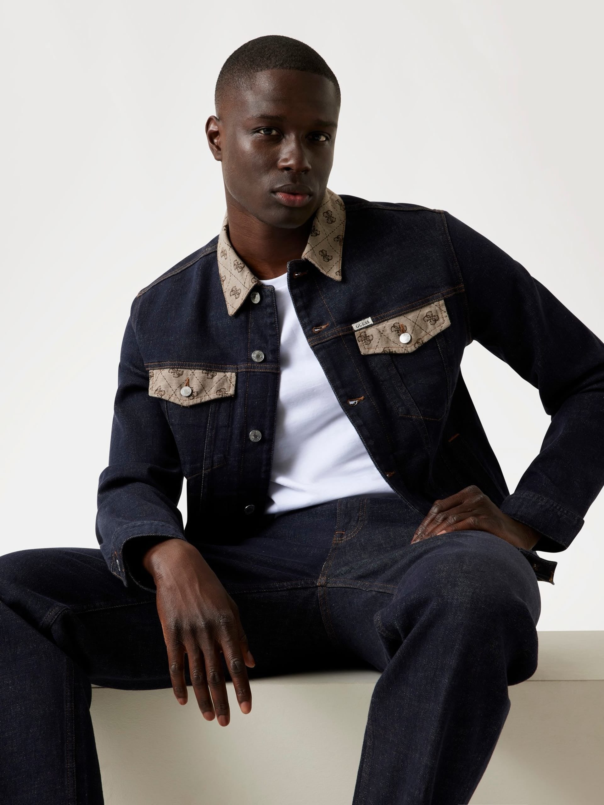 Guess Giacca Denim con Logo 4G Blù