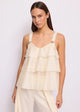 Gaudi Jeans Top Fluido a Strati dal Design Etereo Beige