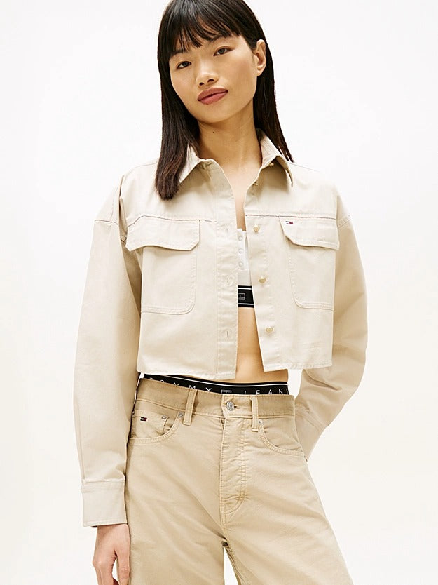 Tommy Jeans Camicia Crop Oversize Streetwear in Twill
Beige