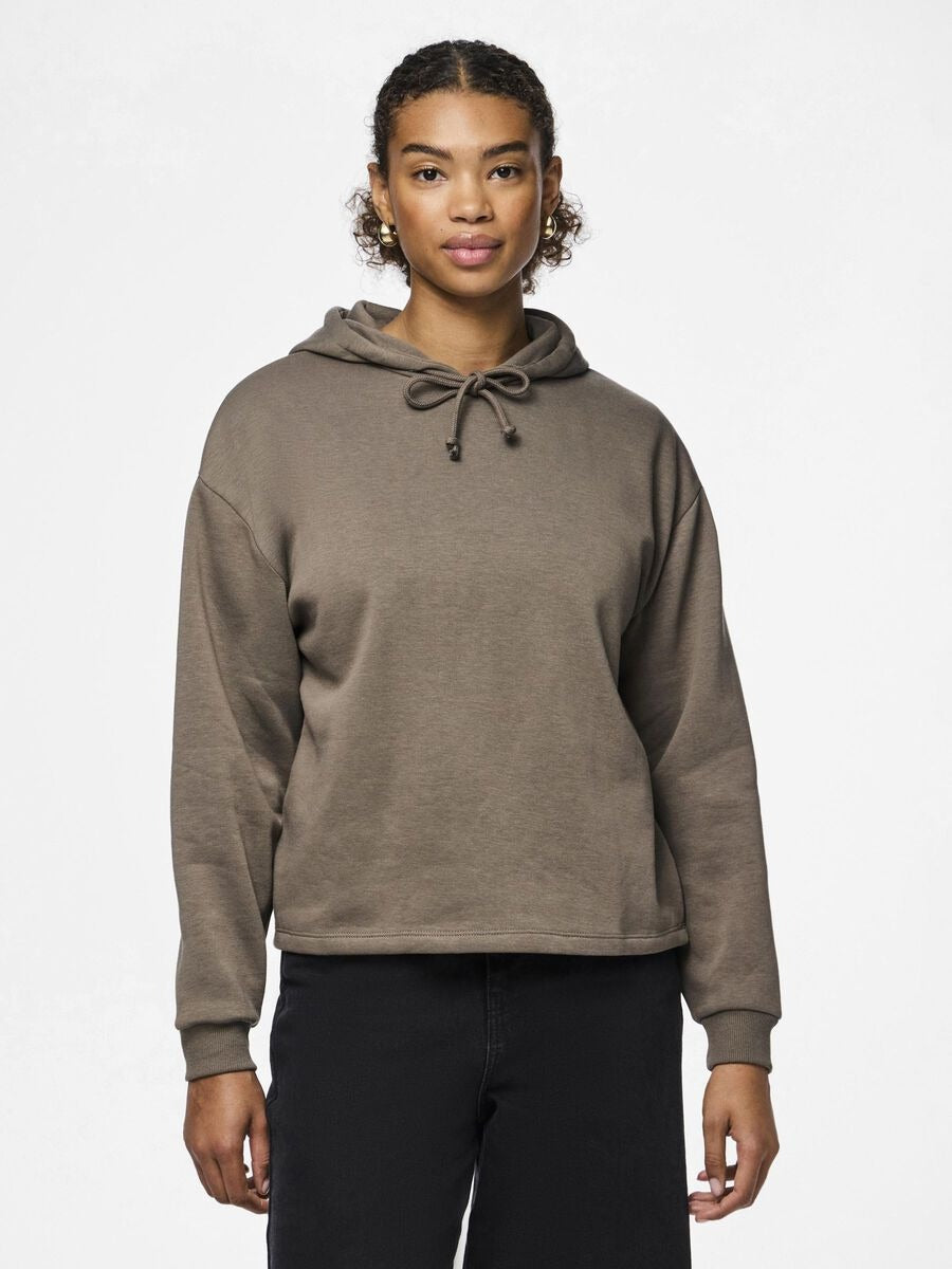 Pieces Felpa con Cappuccio Marrone