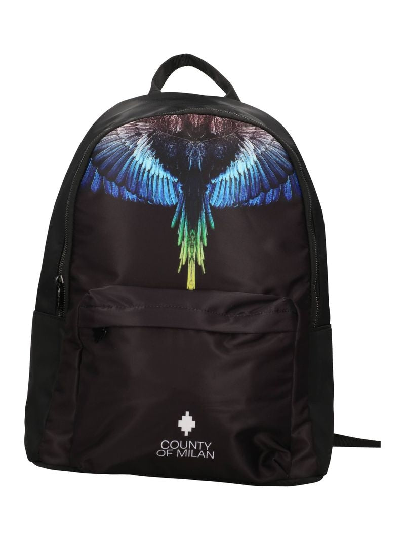 Marcelo Burlon Zaino County of Milan con Stampa "Wings" Sfumata Blu