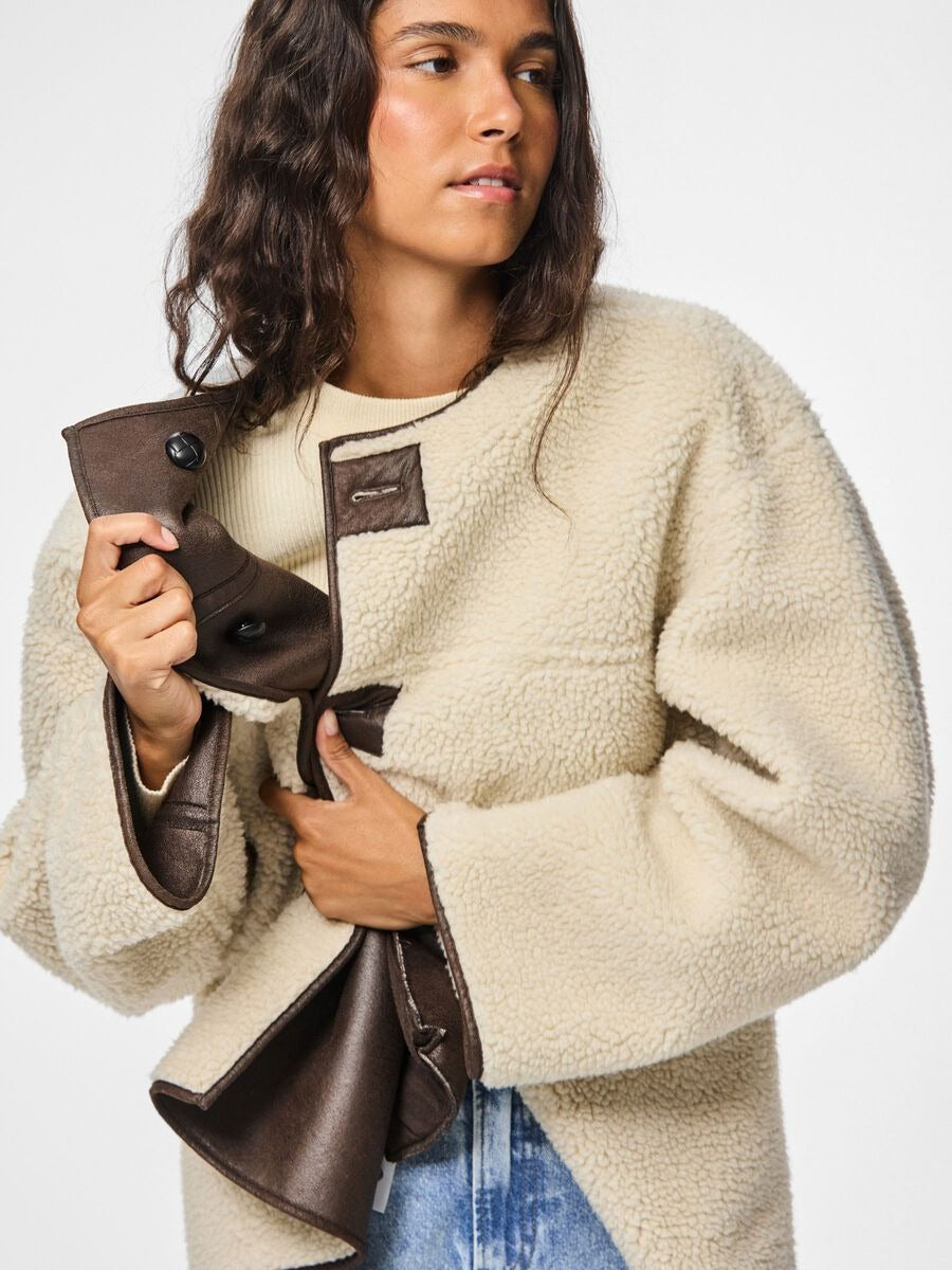 Pieces Casacca a Pagliaccetto Beige Marrone