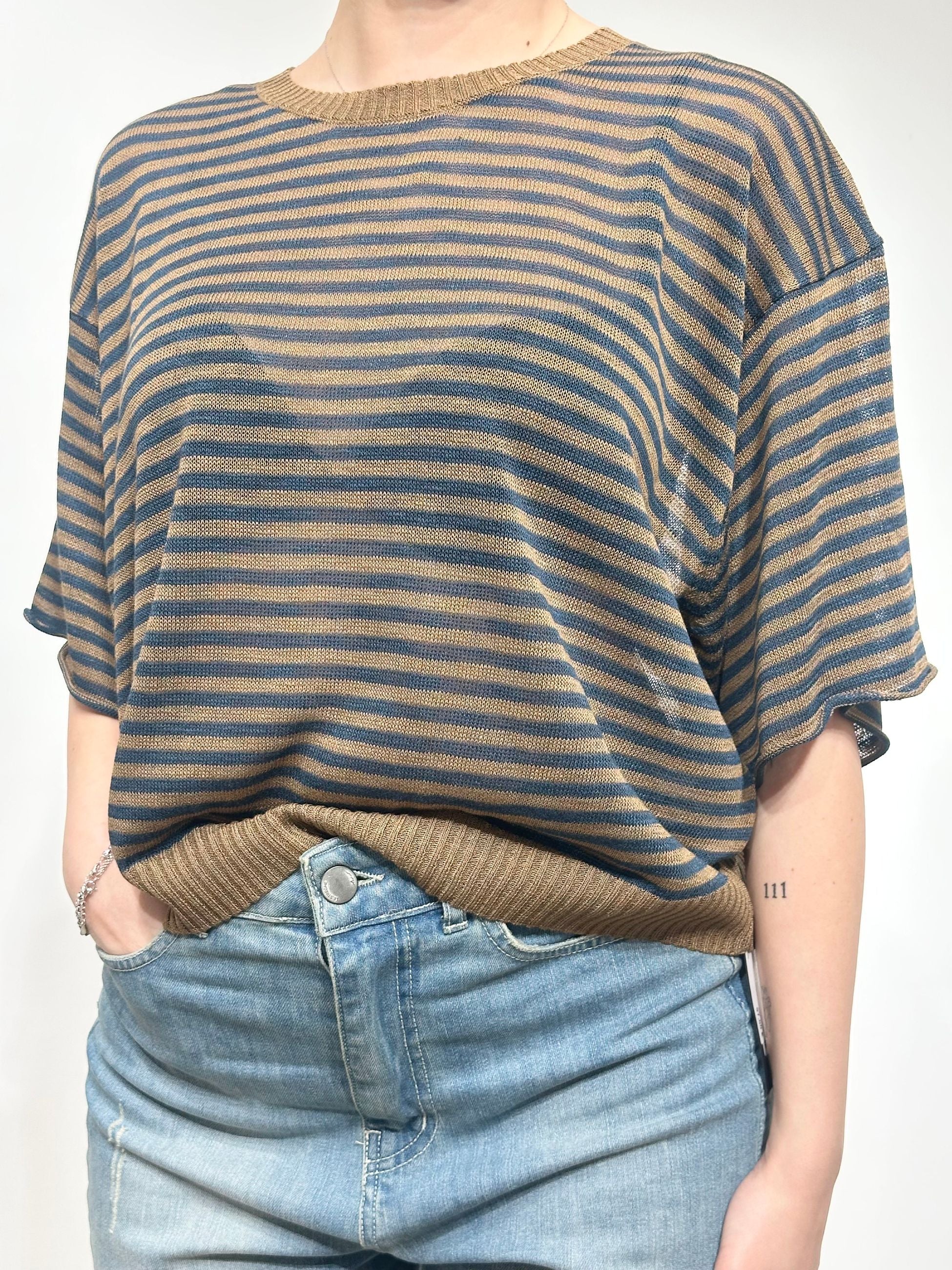 Le Streghe Maglia con Girocollo 
Marrone Blù