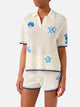 MC2 SAINT BARTH Polo Pixie in Maglia Traforata con Patch Marine Beige