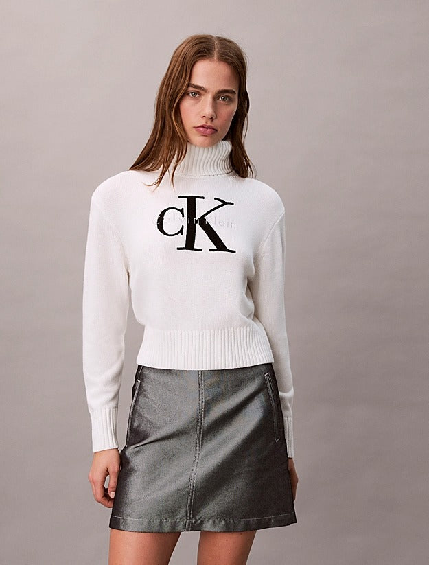 Calvin Klein Jeans Maglione a Collo Alto in Morbida Ciniglia