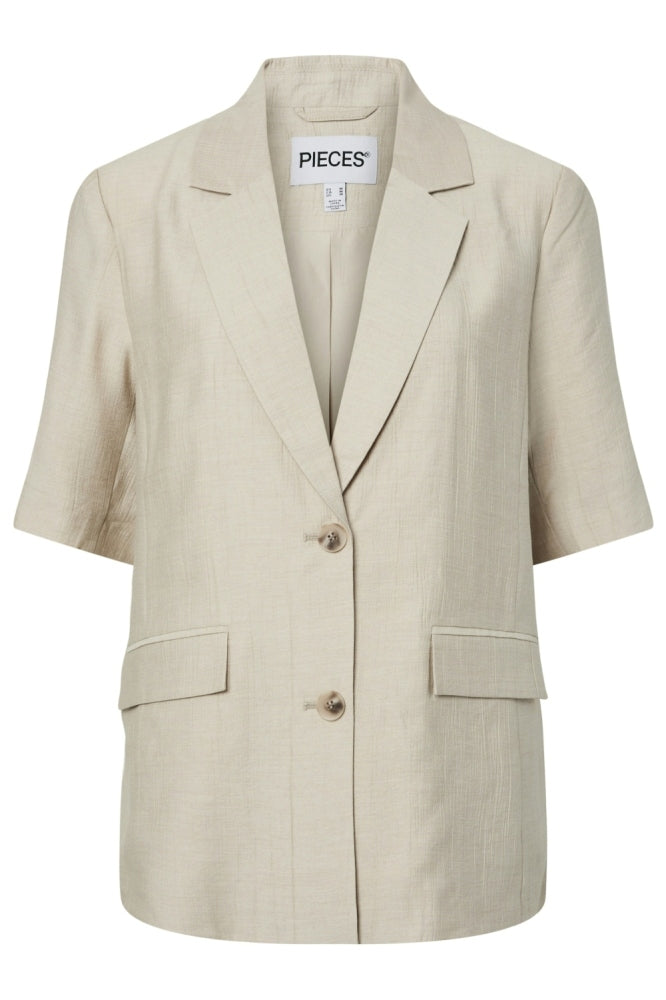 Pieces Giacca in Misto Lino Beige