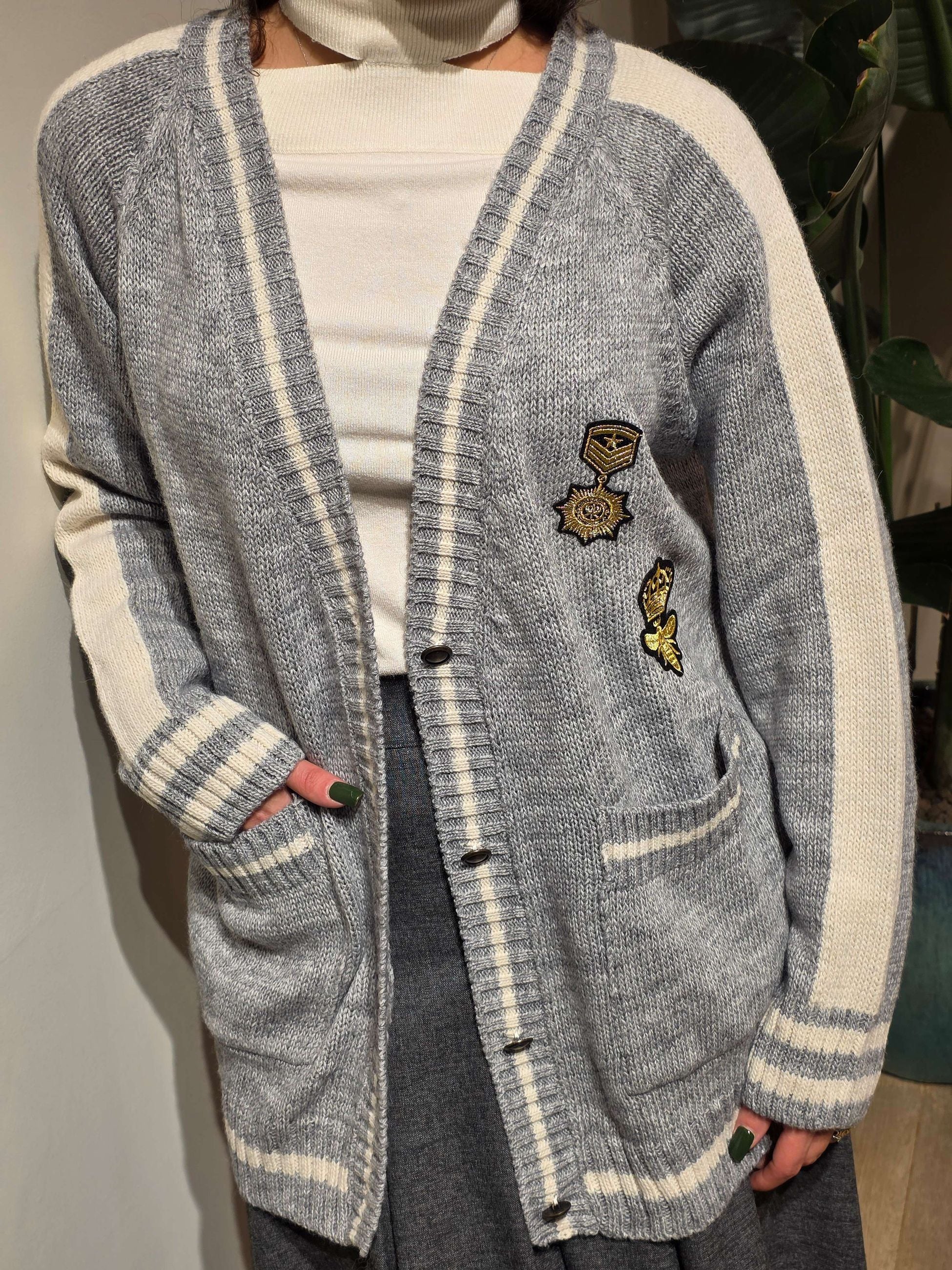 Le Streghe Cardigan con Bande sulle Maniche