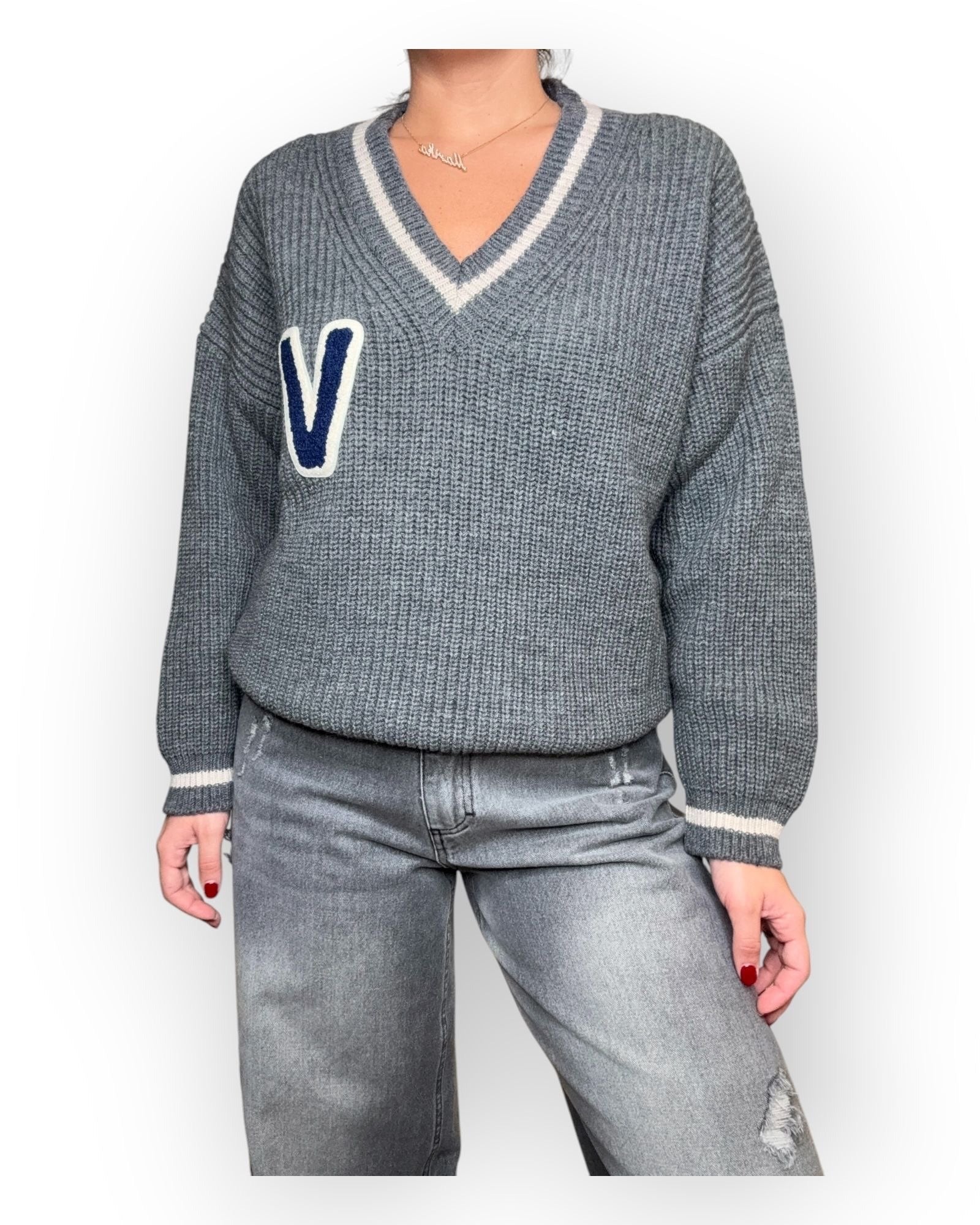 Vicolo Maglia Manica Lunga con Logo Ricamato