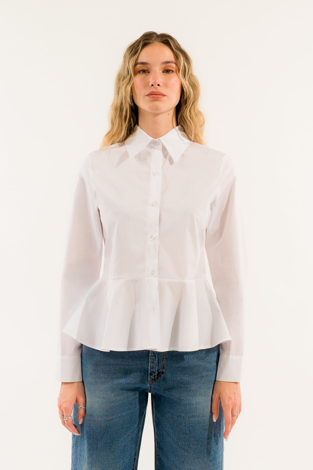 Kontatto Camicia in Cotone con Fondo a Peplo