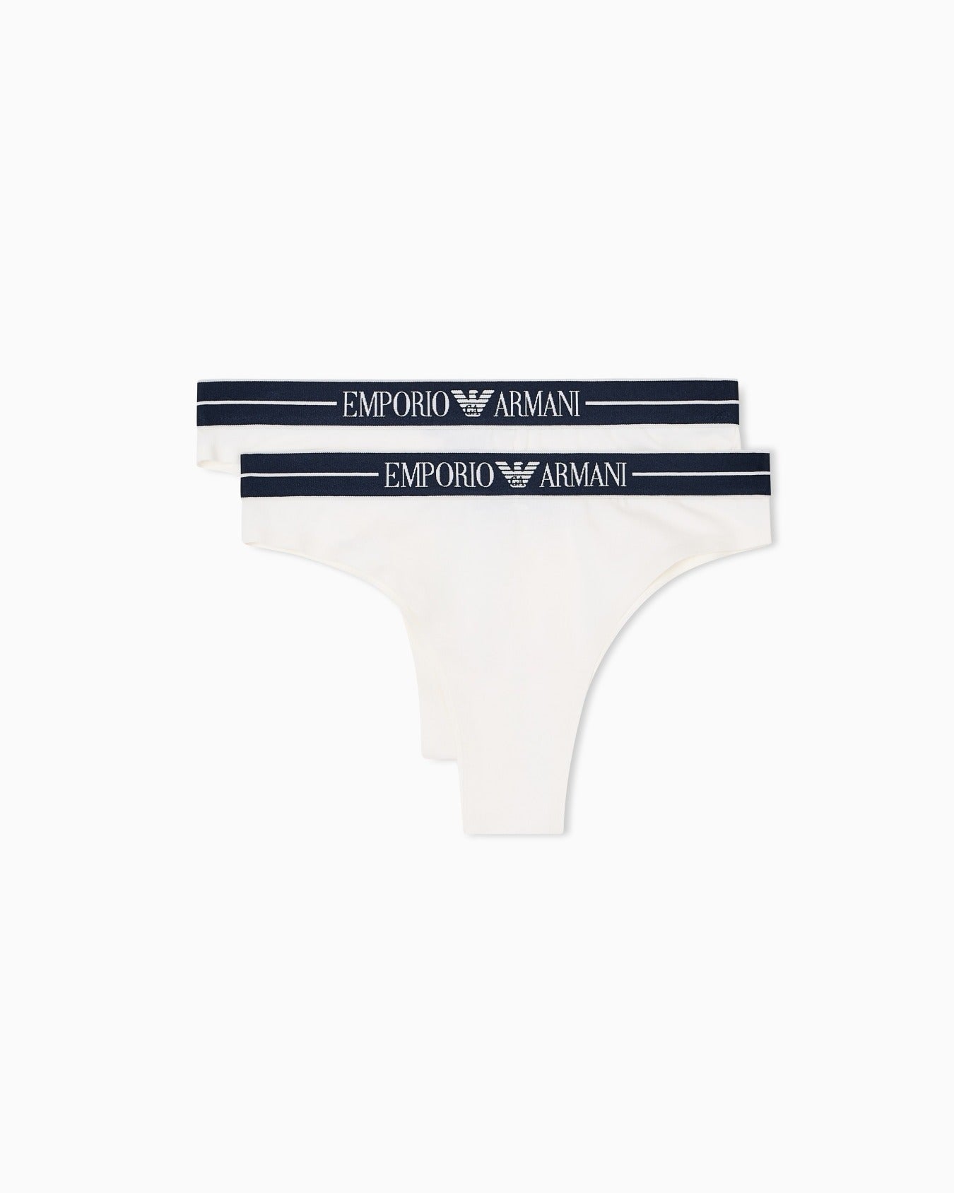 Emporio Armani Pack 2 Brasiliane in Cotone Organico con Banda Logata ASV Bianco