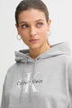 Calvin Klein Felpa con Cappuccio e Monogramma in Spugna di Cotone Grigio
