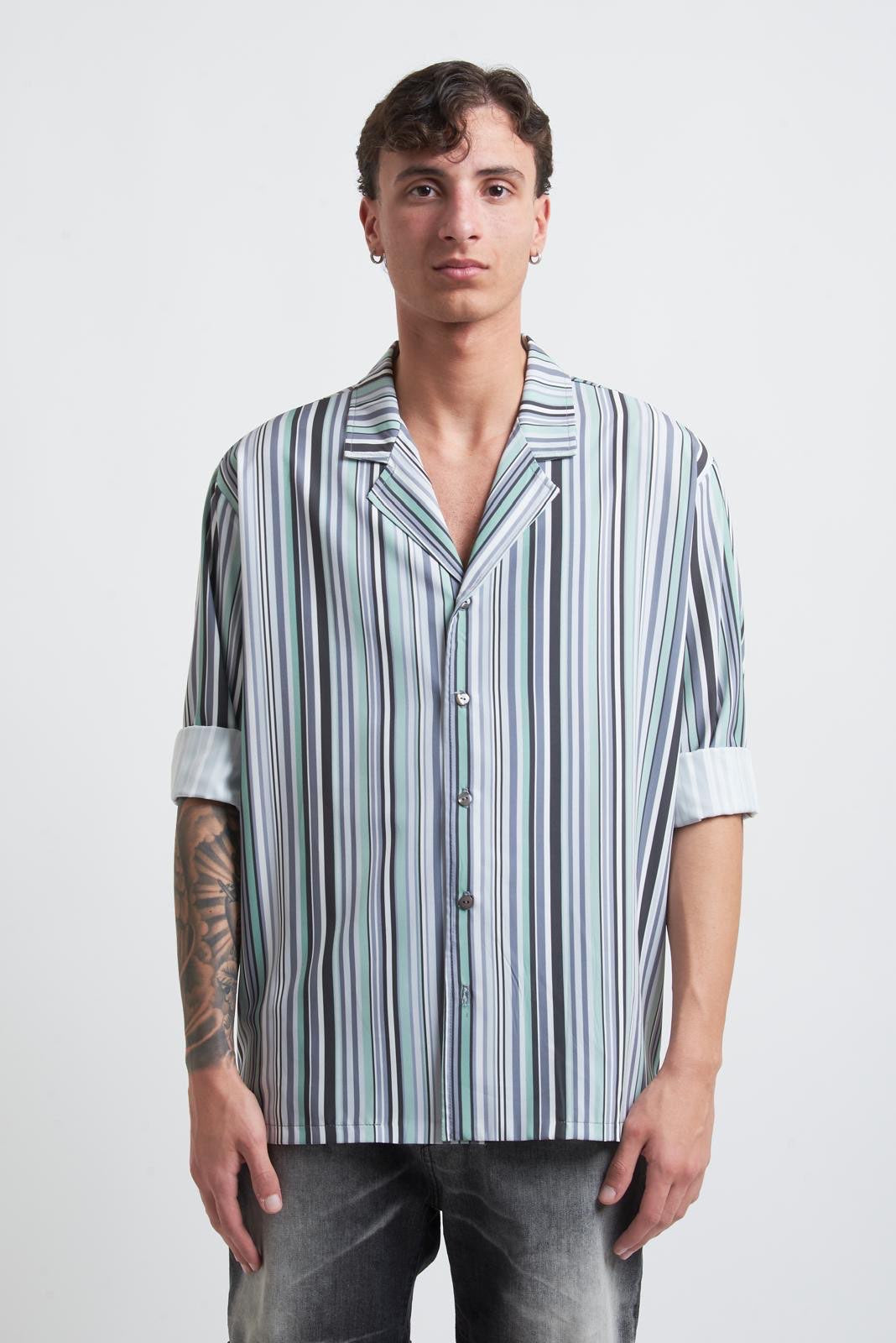 Artik Denim Camicia Celeste Bianco