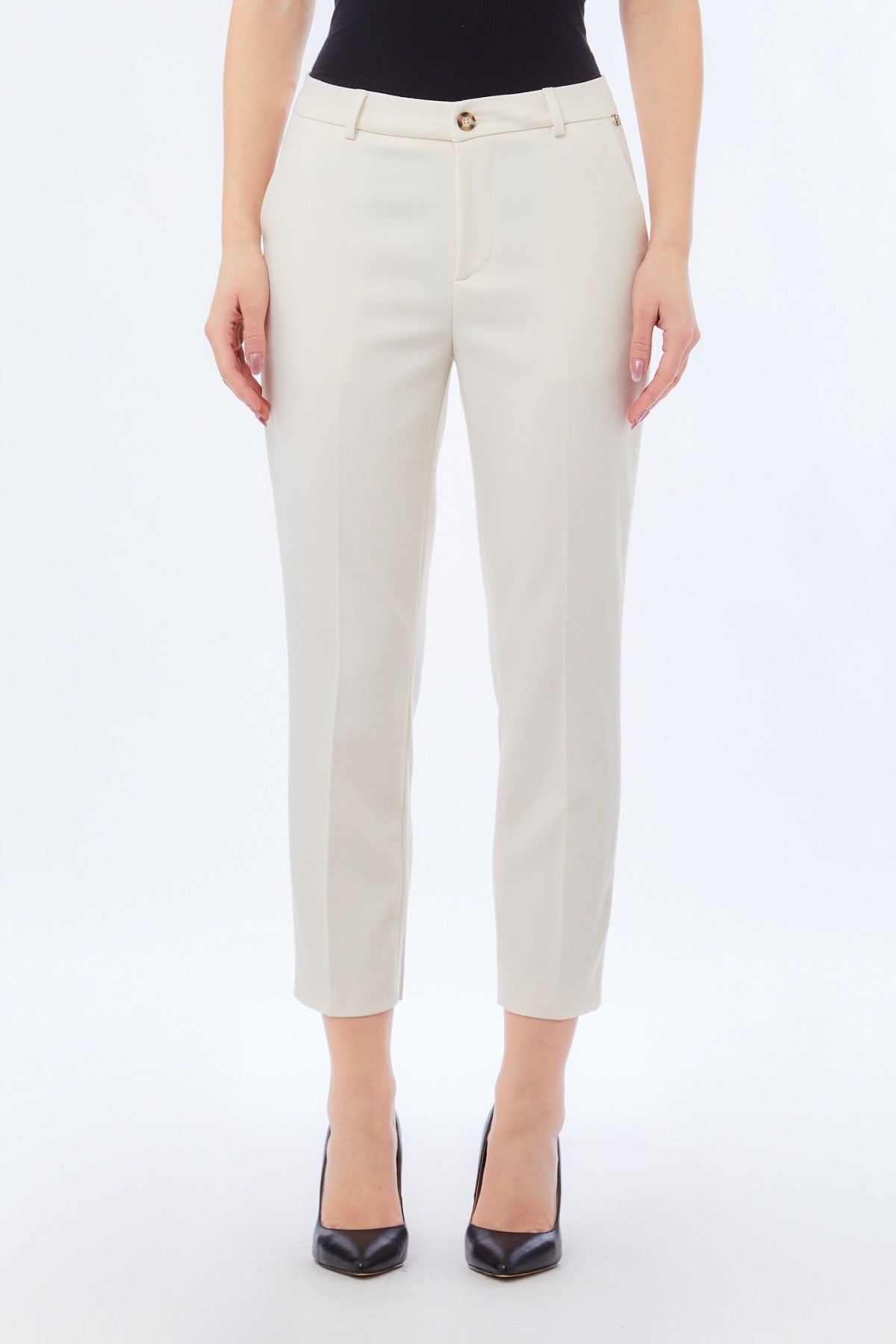 Liu Jo Pantaloni Chino in Tessuto Mélange Beige