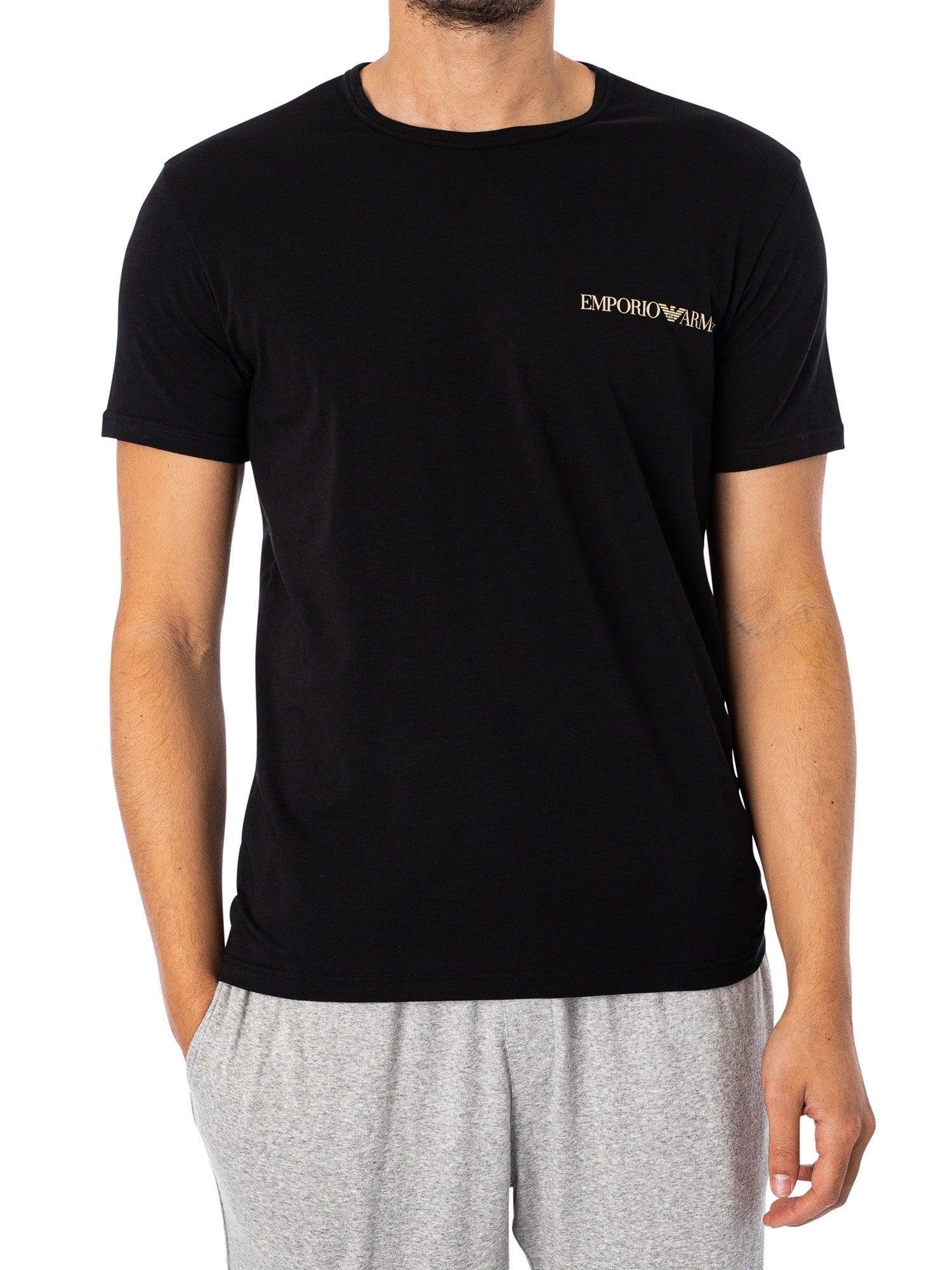 Emporio Armani Confezione Da 2 T-Shirt Girocollo Scritta Beige  Nero