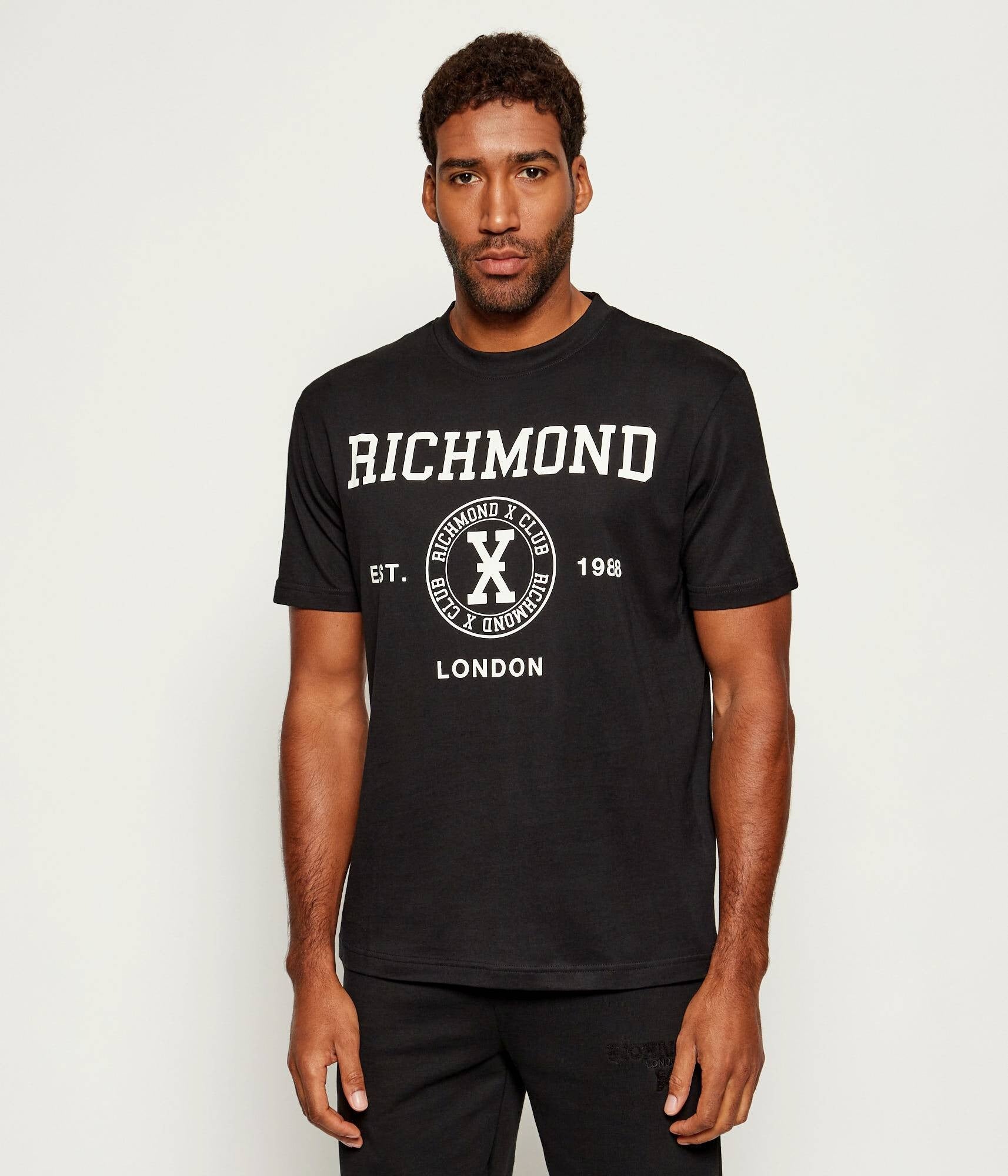 John Richmond T-shirt Drius con Stampa London Club Nero
