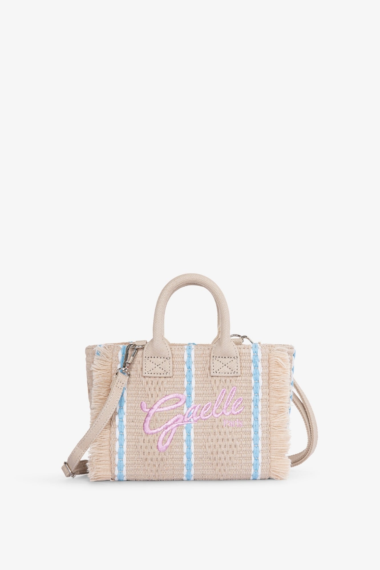 Gaelle Paris Mini Shopper Beige con Ricamo della  Firma Rosa