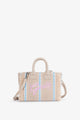Gaelle Paris Mini Shopper Beige con Ricamo della  Firma Rosa