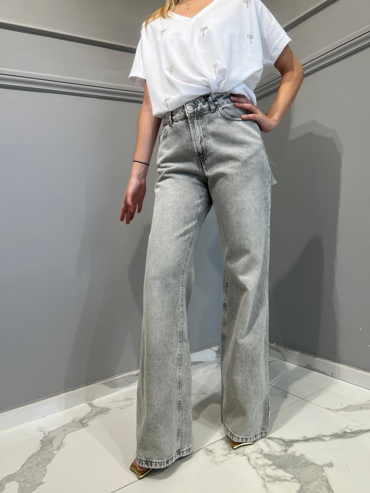 Haveone Jeans con Borchie Laterali Grigio