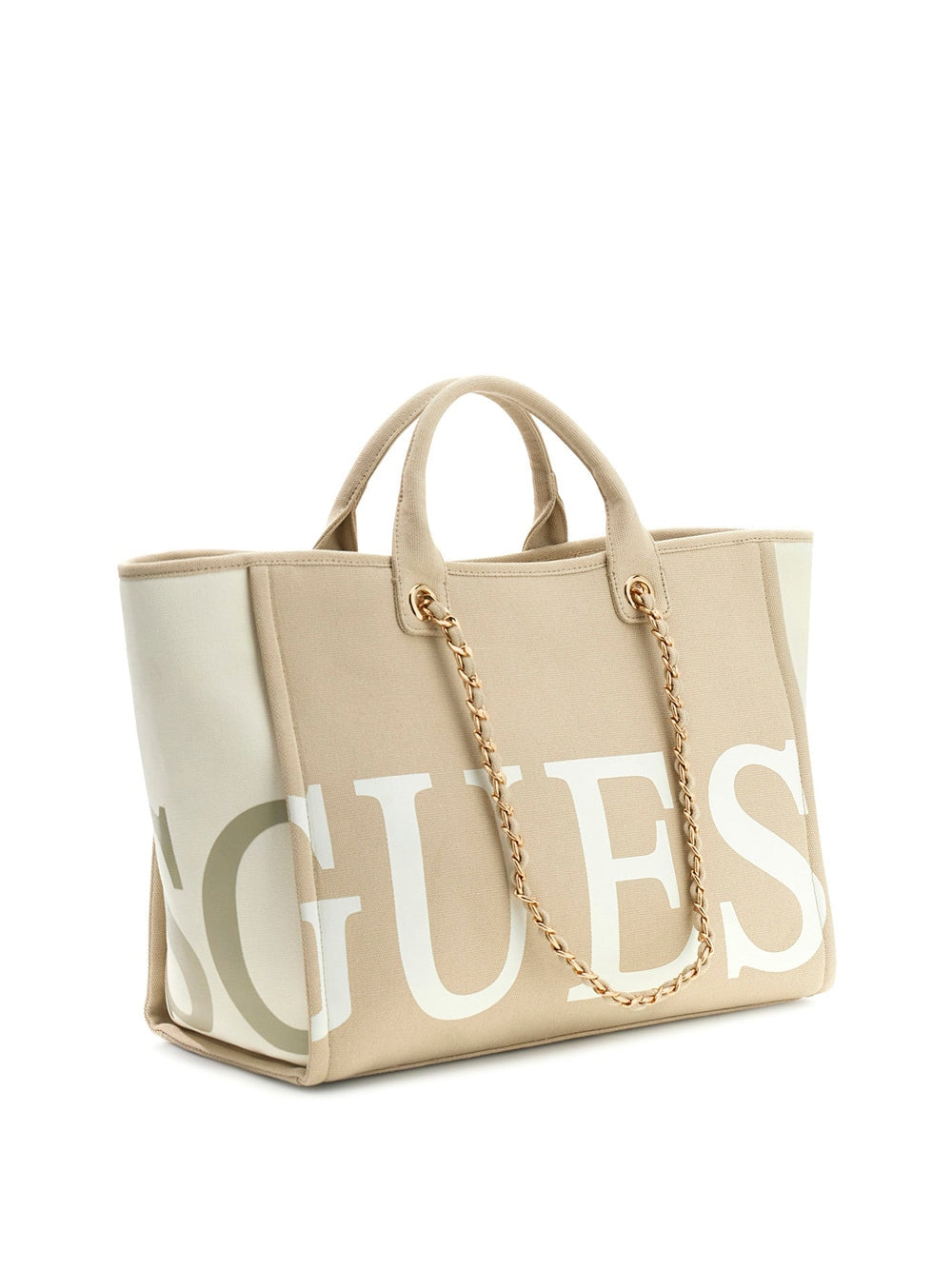Guess Borsa Shopper con Logo a Contrasto Beige