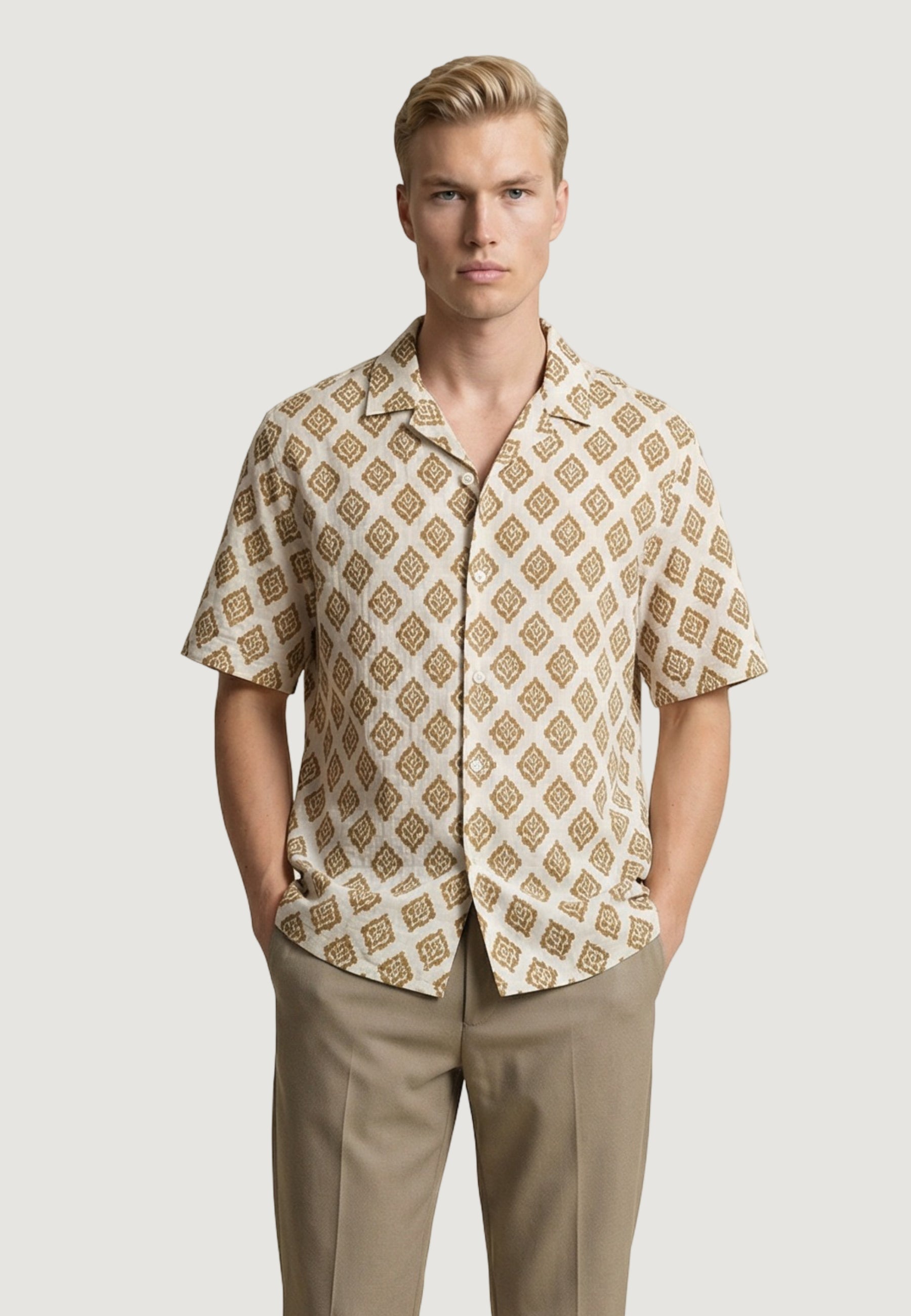 Gianni Lupo Camicia con Maniche Corte 
Beige