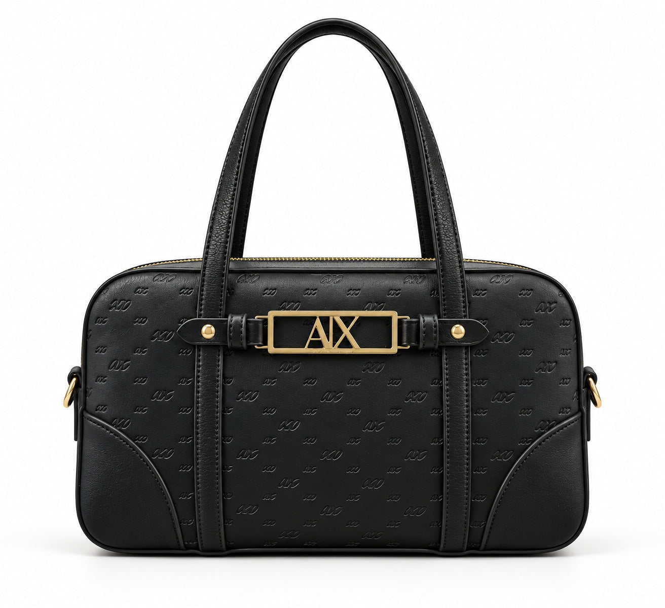 Armani Exchange Borsa Bauletto con Doppi Manici e Logo in Metallo
