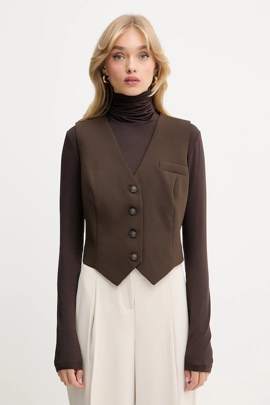 Guess Gilet Sartoriale Crepon 
Marrone