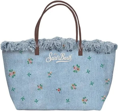 Mc2 Saint Barth Borsa Shopper City Medium in Canvas con Frange