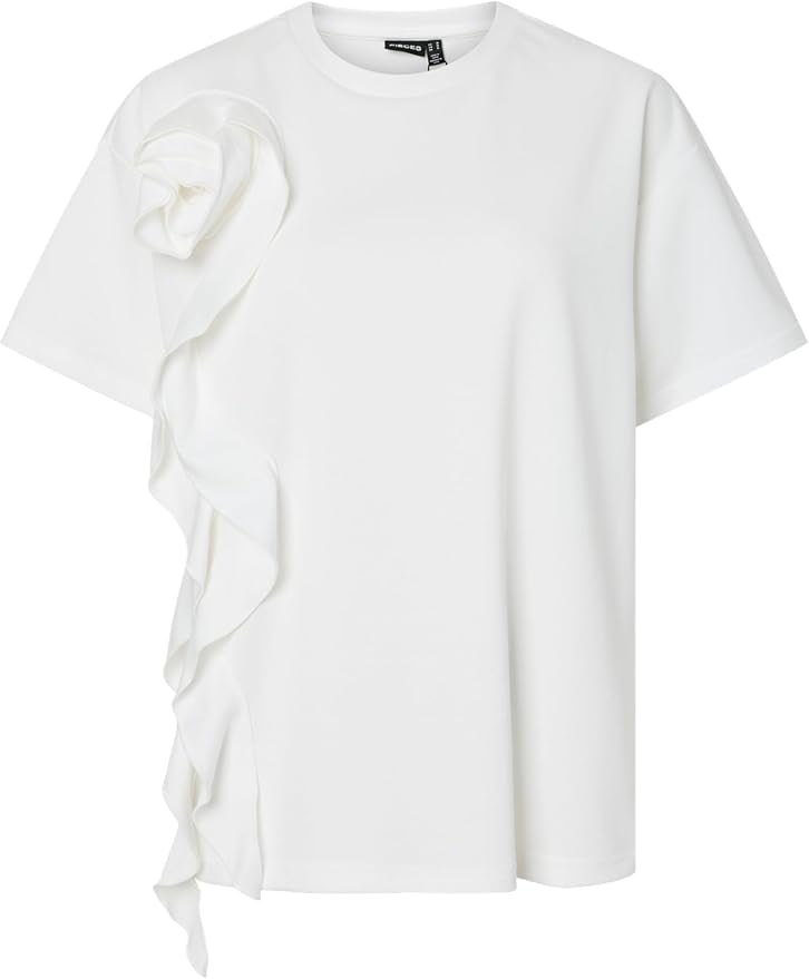 Pieces T-shirt in Tinta Unita Bianco