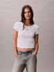 Calvin Klein T-shirt Slim in Cotone a Coste con Stemma