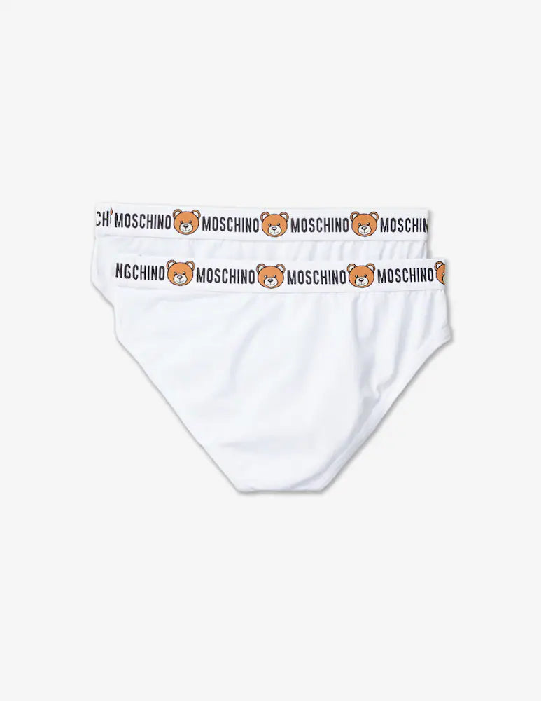 Moschino Slip Bi-pack con elastico Orsetto Bianco