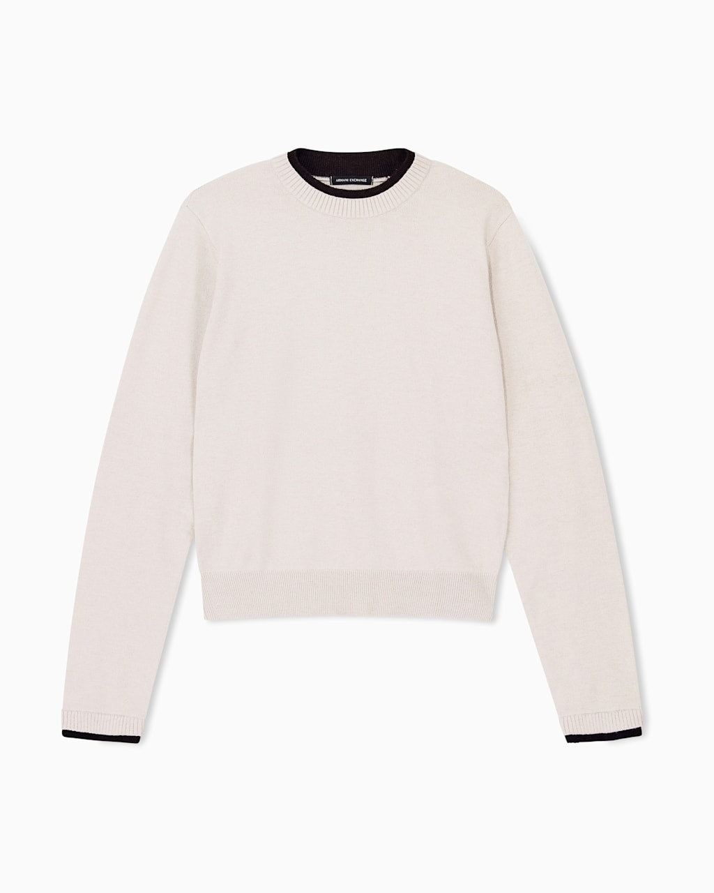 Armani Exchange  Pullover a Calzata Regolare, Viscosa Lavorata a Maglia e Cashmere Beige