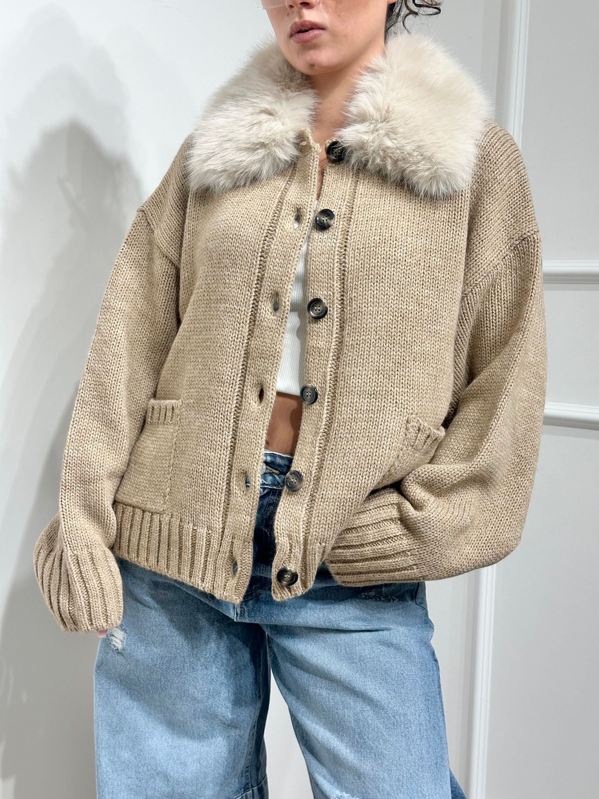 Kontatto Bomber in Lana Marrone
