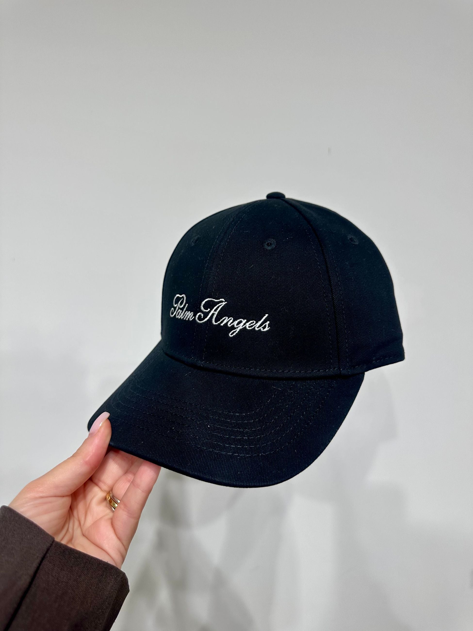 Palm Angels Cappello da Baseball con Logo in Corsivo Script Nero
