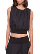 Gaudi Jeans Top Cropped Smanicato con Pieghe Verticali sul Davanti.