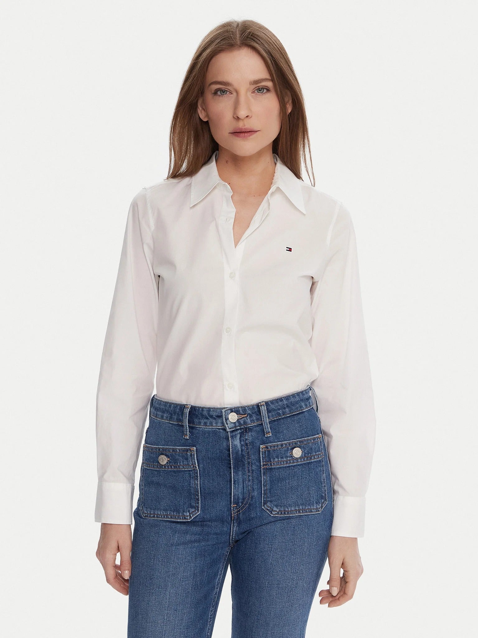 Tommy Hilfiger Camicia Manica Lunga in Cotone Bianco