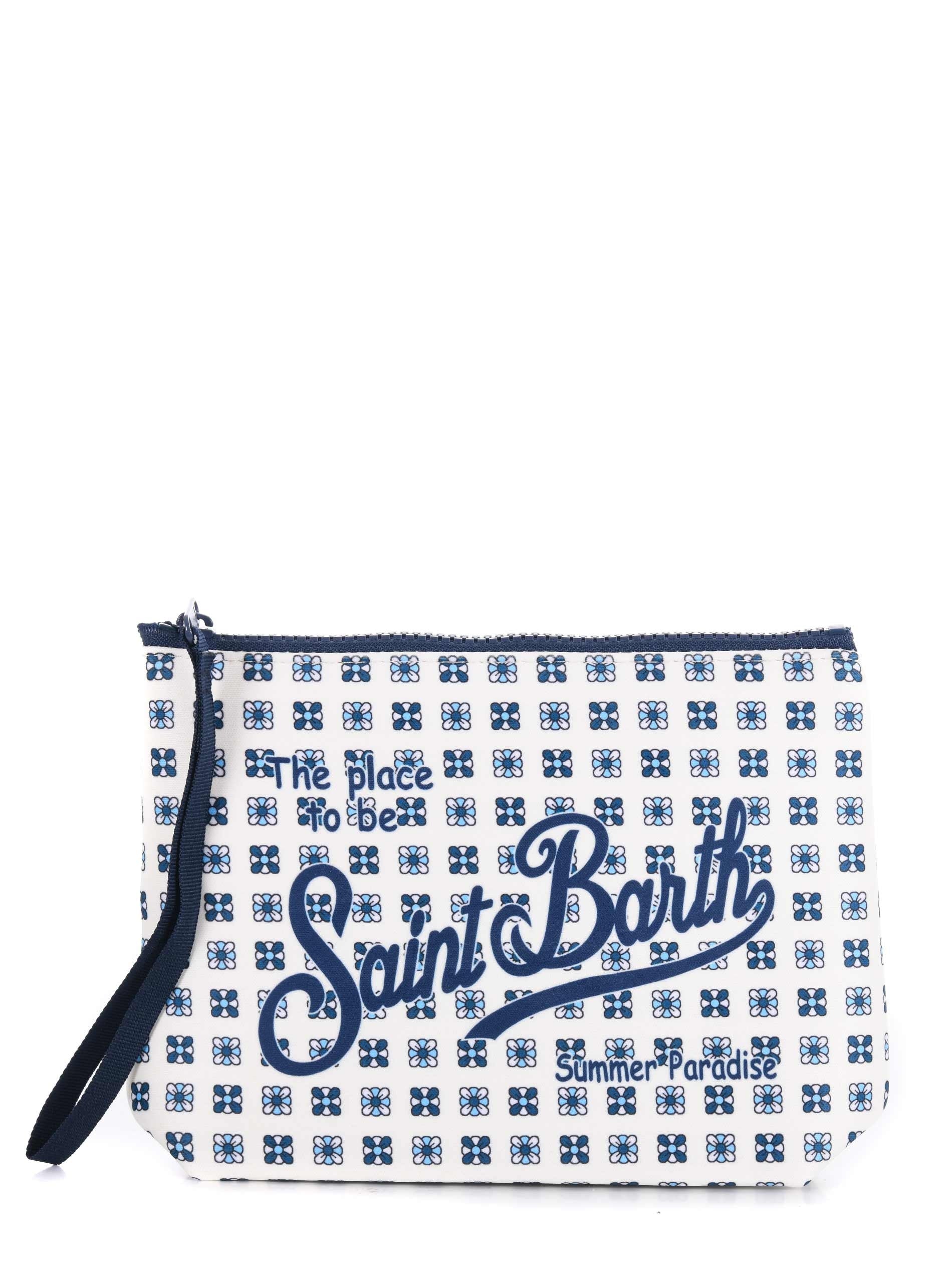 Saint Barth Pochette Aline in Scuba  Bianco Blù