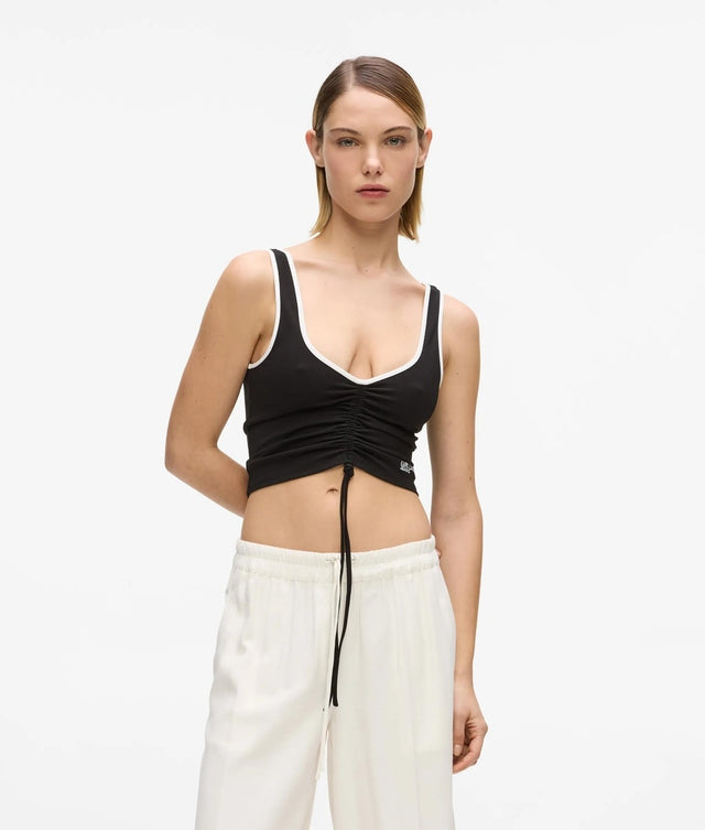 Karl Lagerfeld Jeans Canotta arricciata con scollo a V Nero