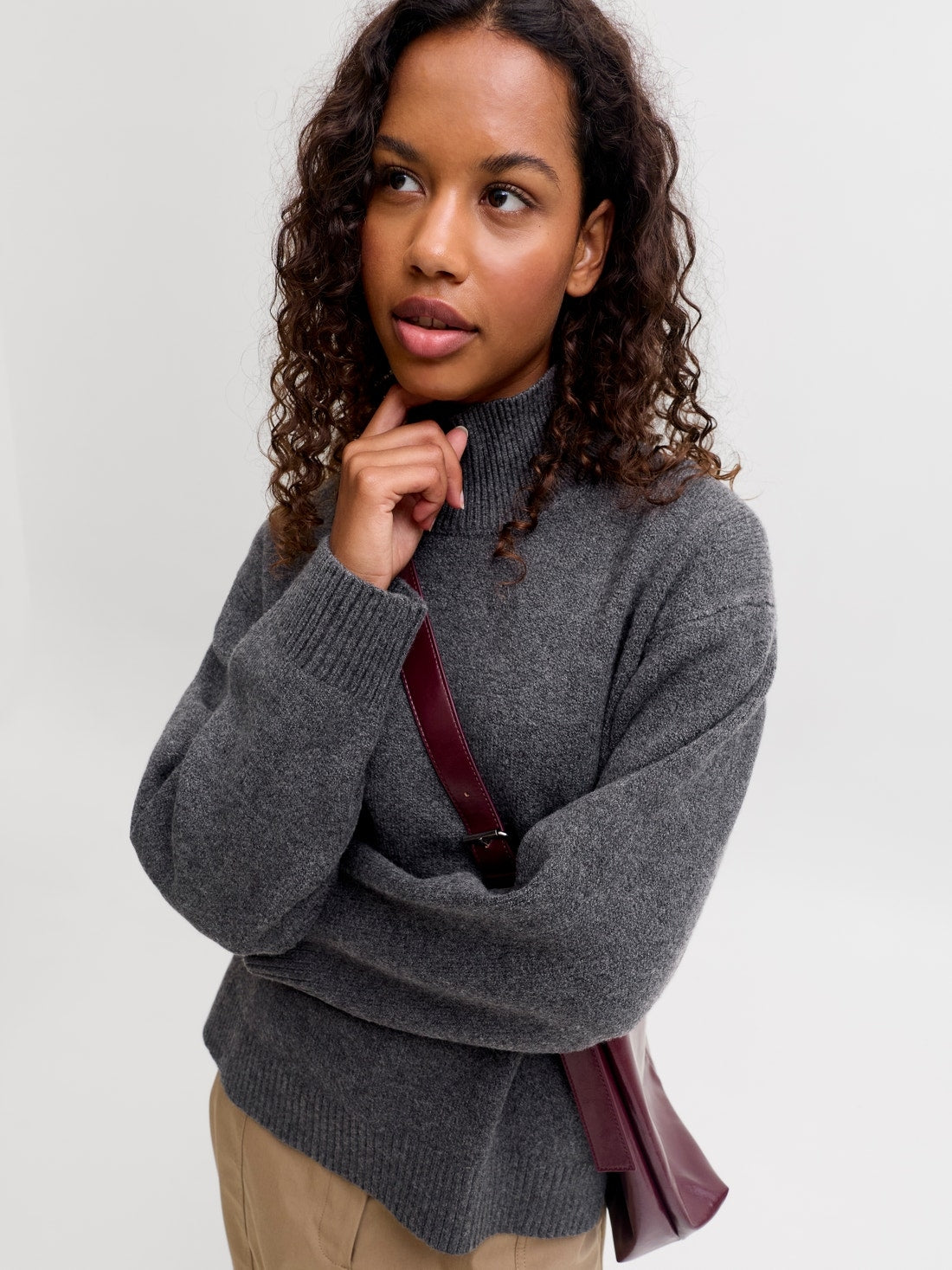 Jjxx Pullover Jxcharlie Collo Alto Grigio