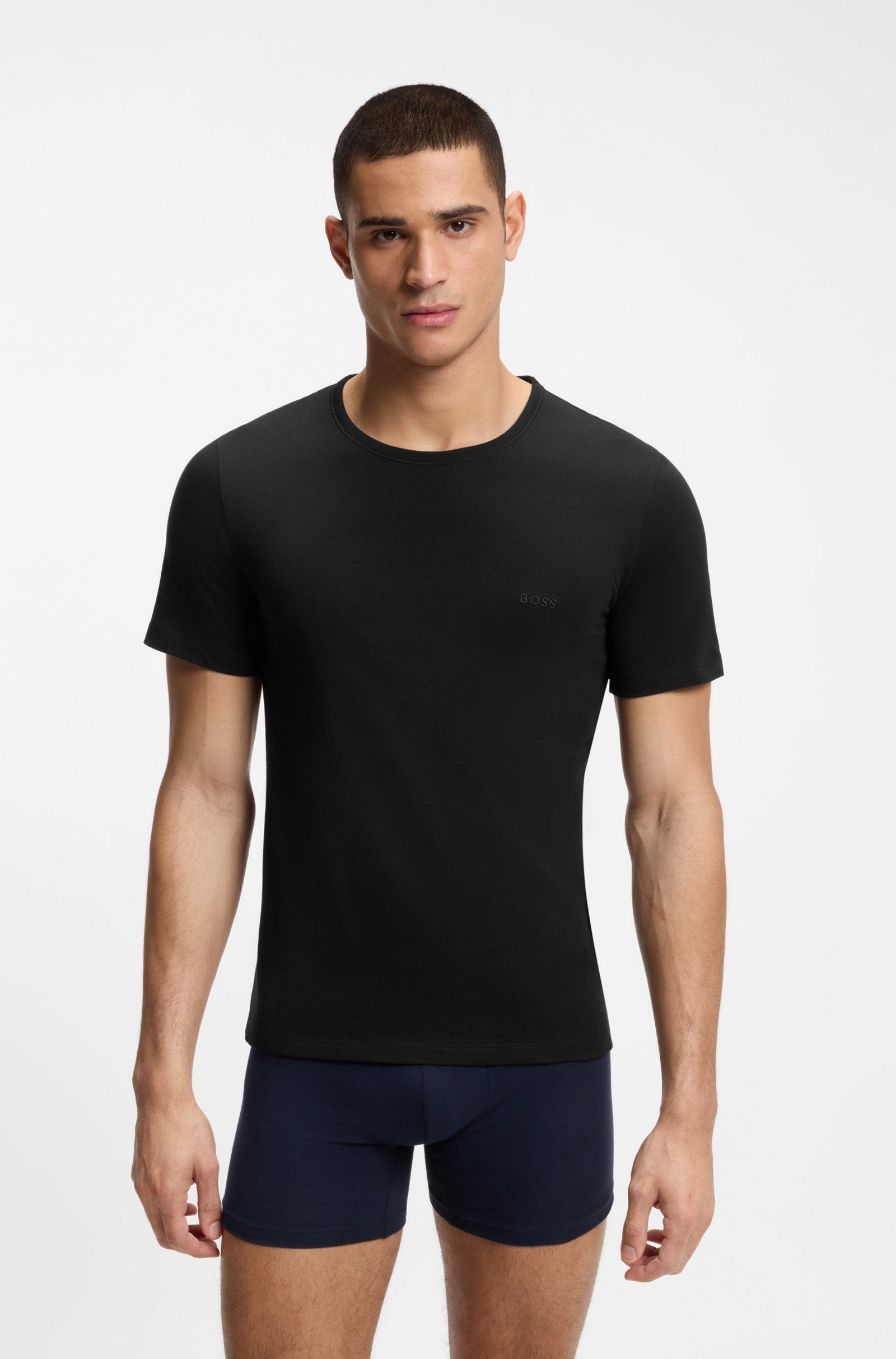 Hugo Boss T-shirt in Cotone con Logo Ricamato in Confezione da Tre