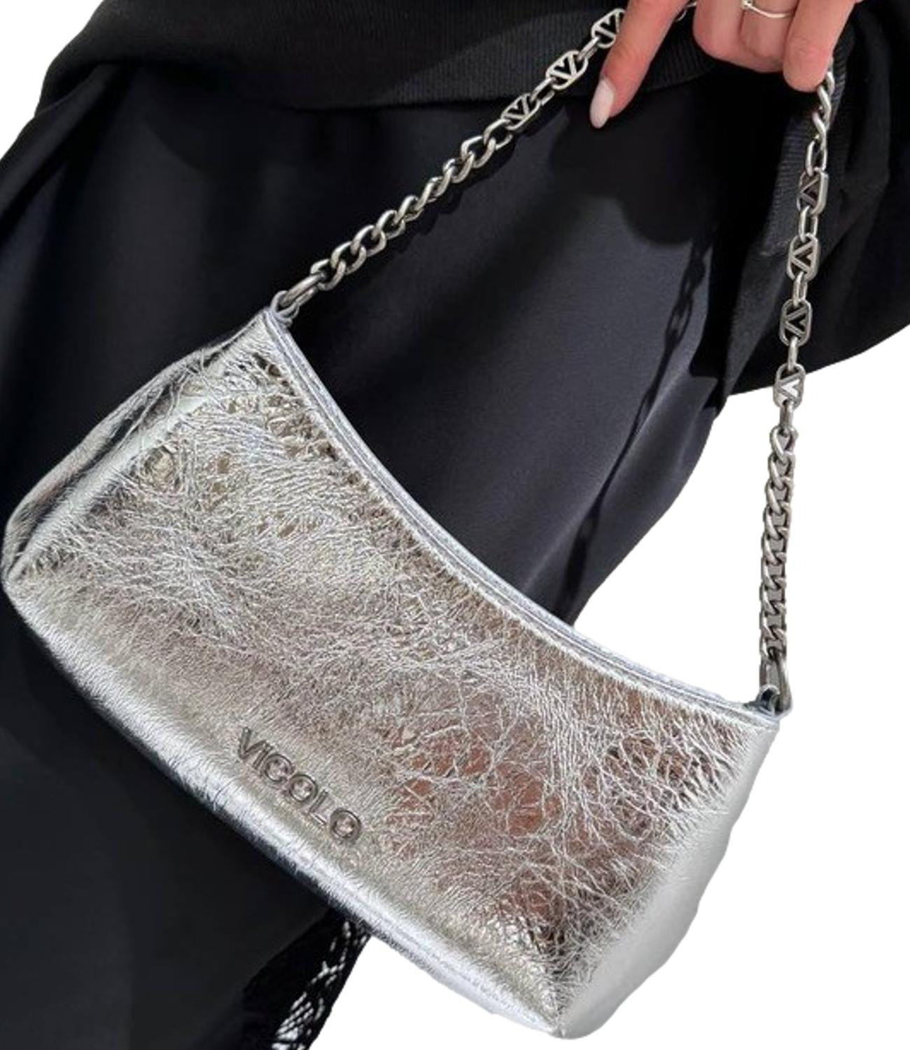 Vicolo Borsa a Spalla Metallic Mirror Effetto Stropicciato