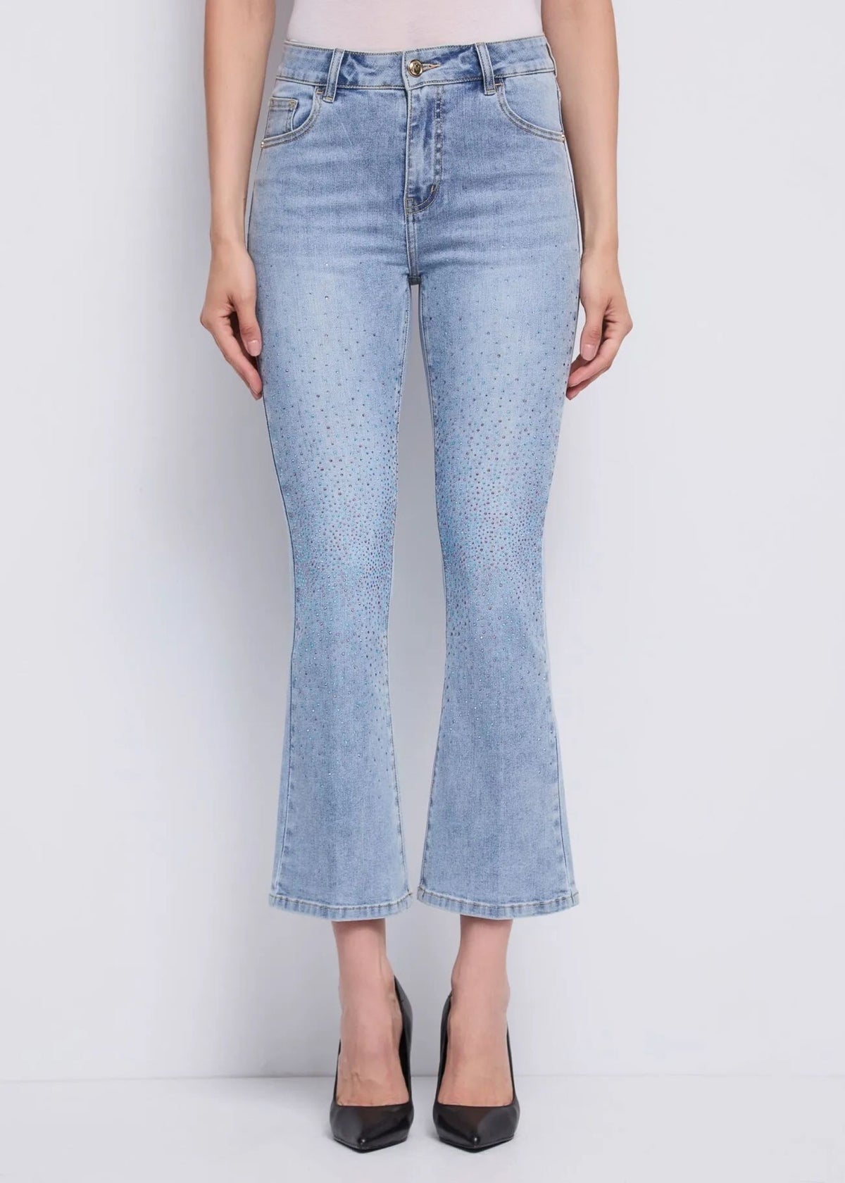 Gaudi Jeans Jeans "Cropped Flare" con Punti Luce Blu