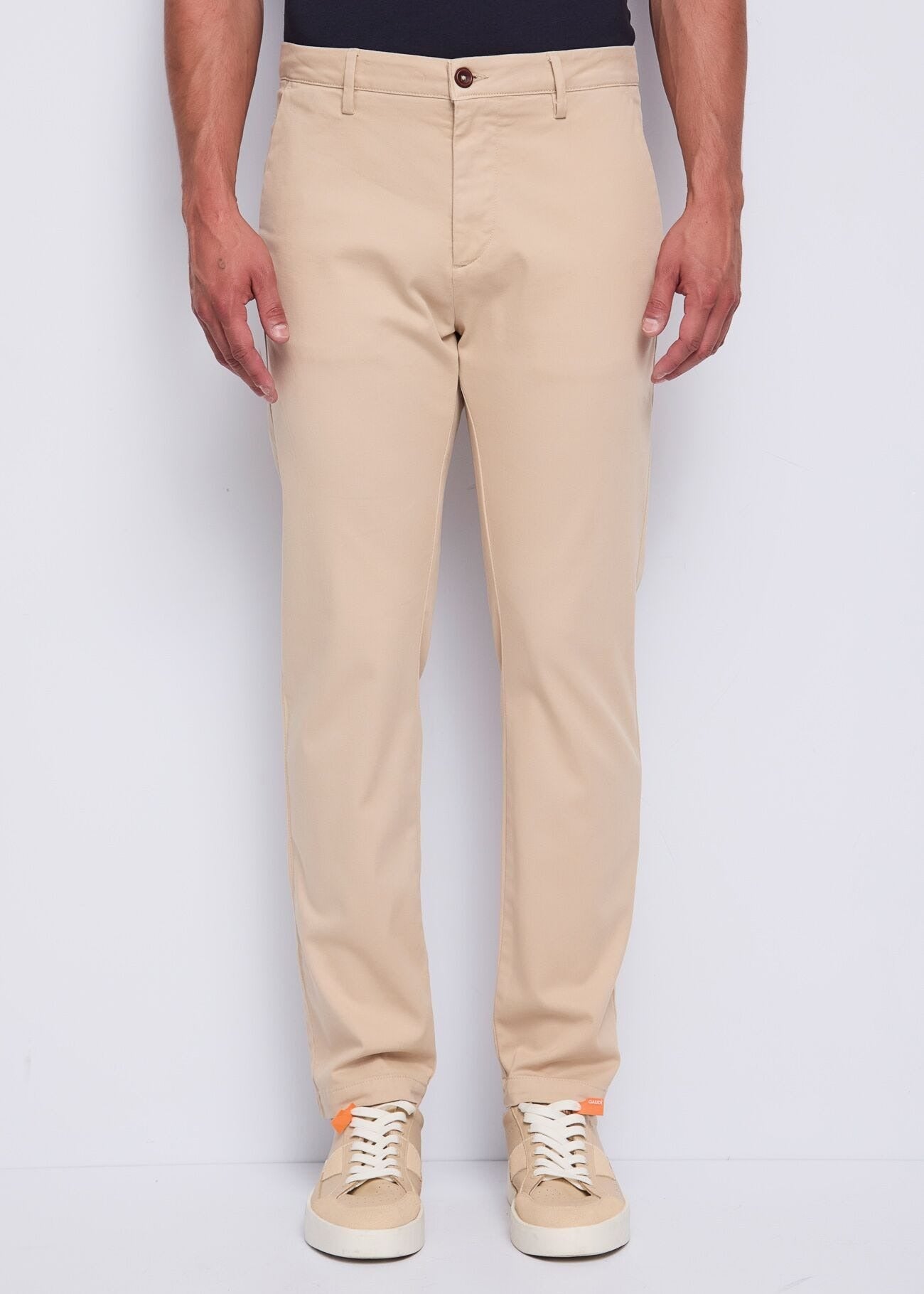 Gaudi Pantaloni in Twill di Cotone Beige