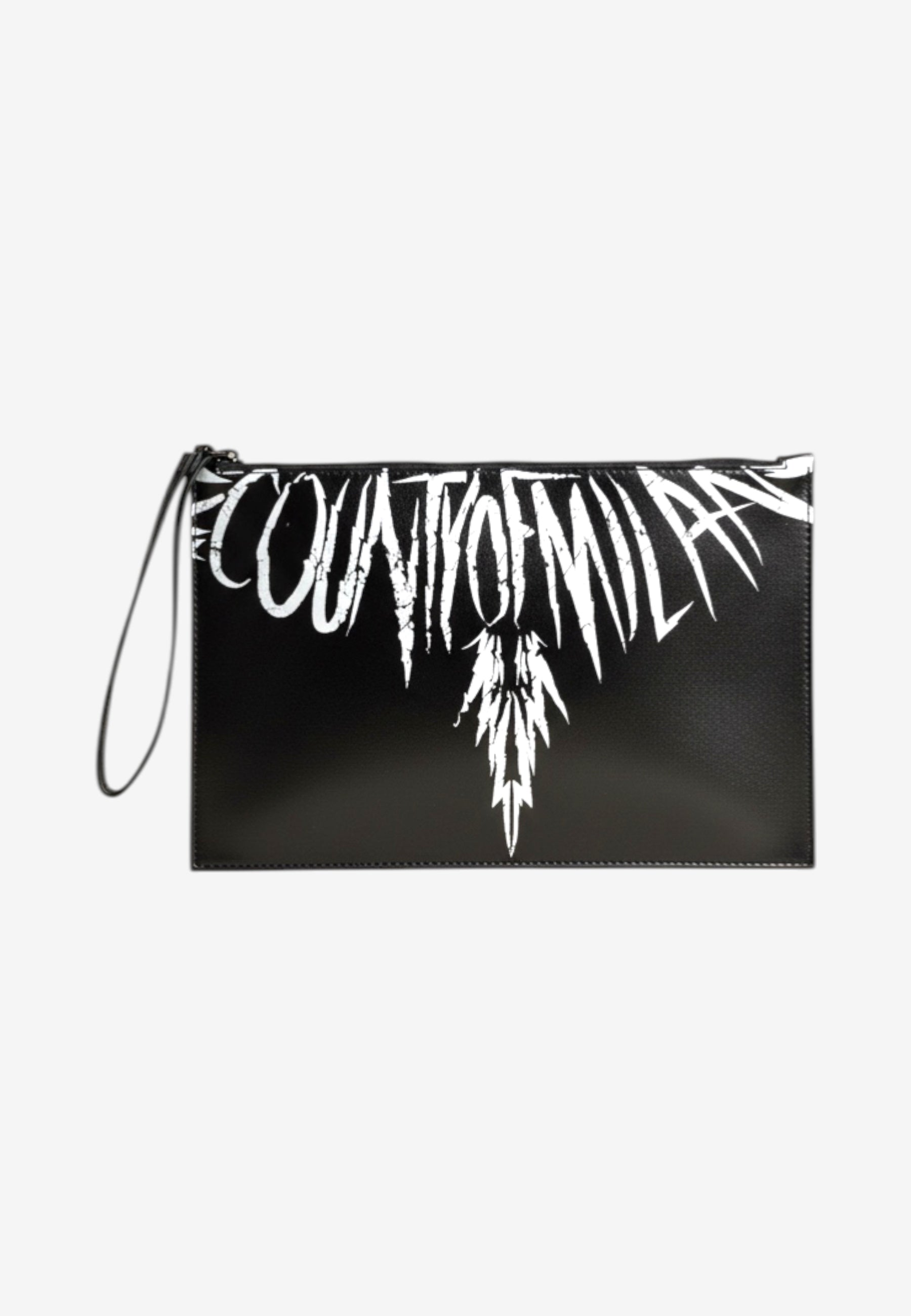 Marcelo Burlon Pochette County of Milan con Stampa "Wings" Distorta Nero/Bianco