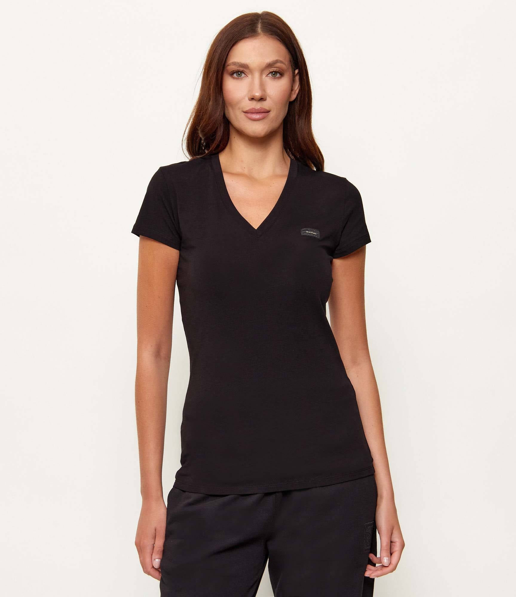 Armani Exchange T-shirt con Scollo a v Slim Fit  Nero
