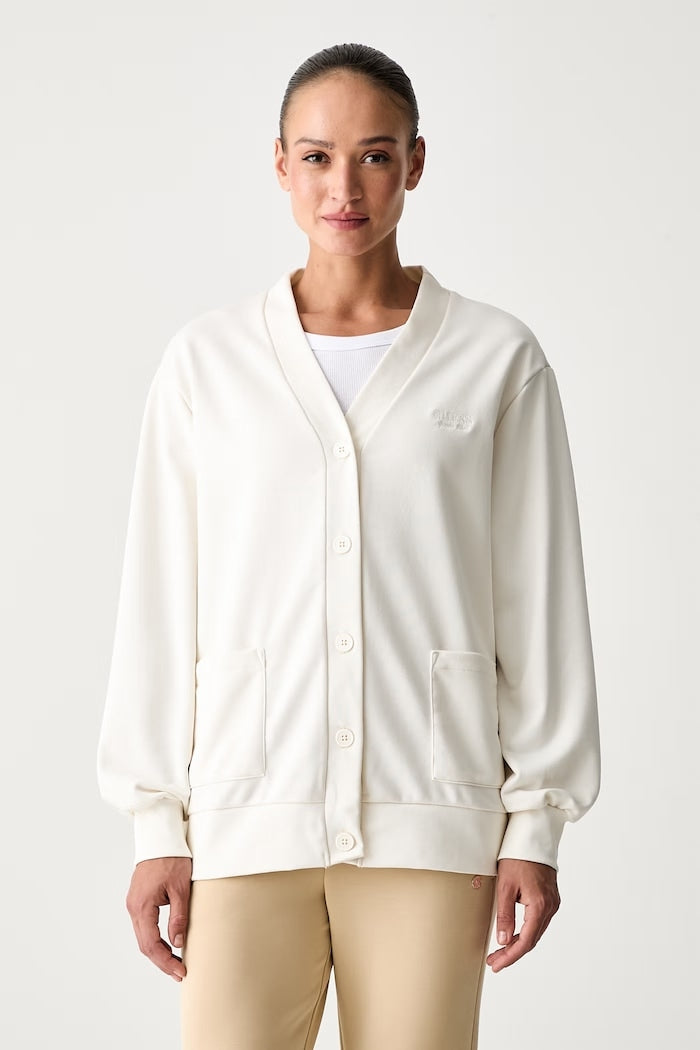 Guess Cardigan con Logo Ricamato Beige