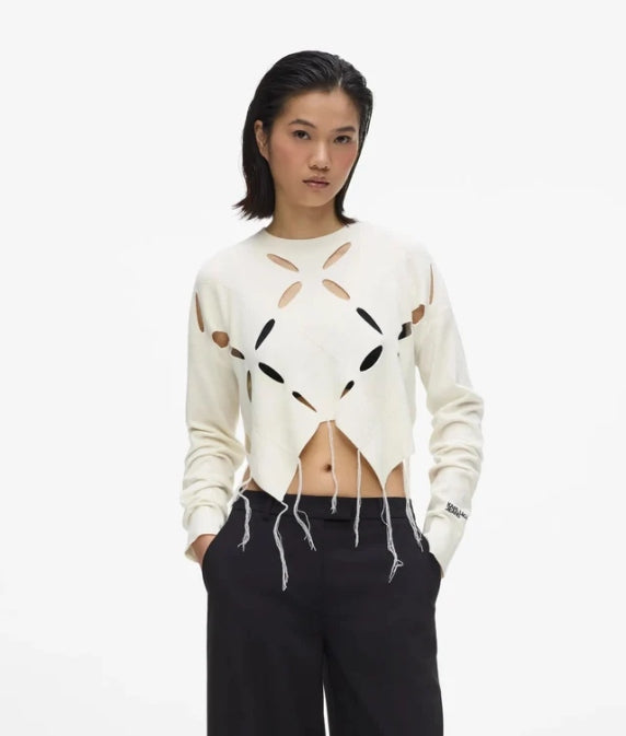 Karll Lagerfeld Jeans Maglia con Motivo Argyle e Cut‑Out