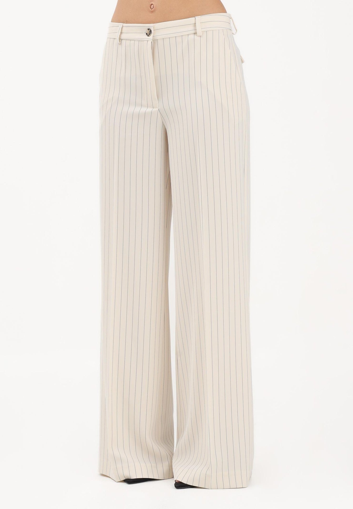 Vicolo Pantalone Motivo Gessato Beige