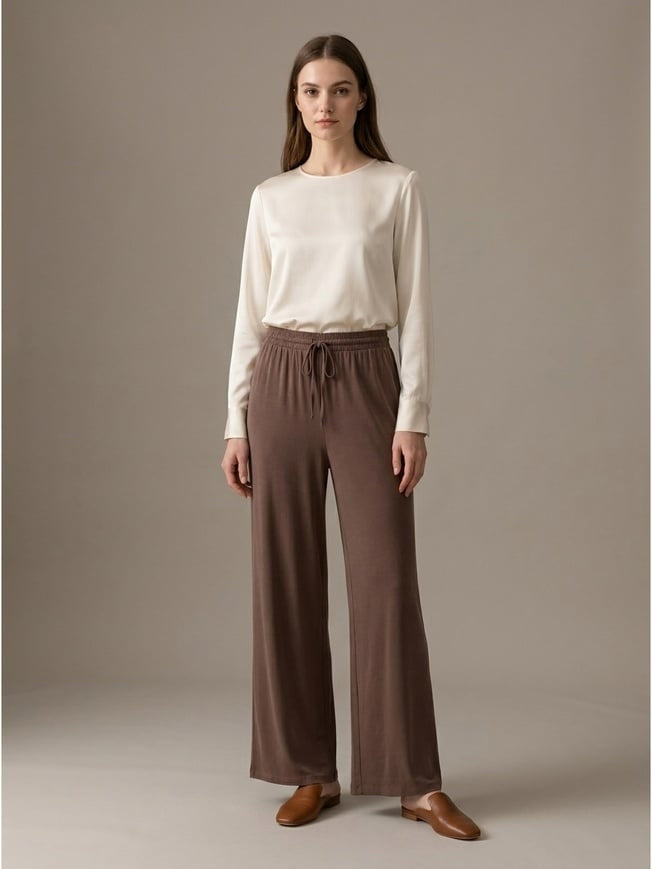 Pieces Pantalone con Elastico e Coulisse 
Marrone
